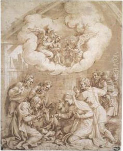 The Adoration Of The Shepherds Oil Painting by Giulio Romano