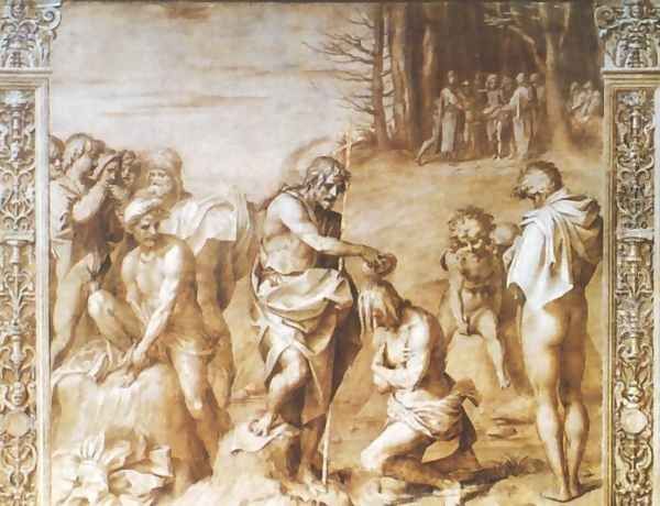 Life of John the Baptist: the Baptism of Christ Oil Painting by Andrea Del Sarto