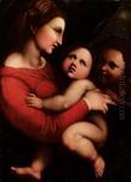 Madonna Con Bambino, San Giovannino E Santi Oil Painting by Giulio Romano