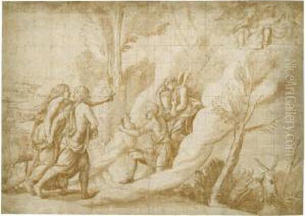 Jupiter And Juno Received In The Heavens By Ganymede And Hebe Oil Painting by Giulio Romano