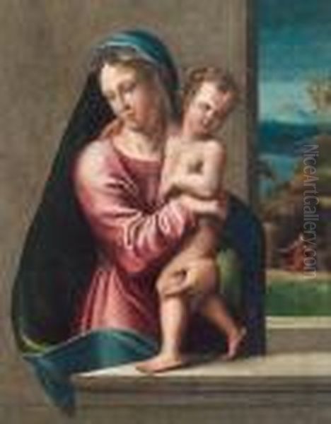 Madonna Con Il Bambino In Un Paesaggio Oil Painting by Giulio Romano