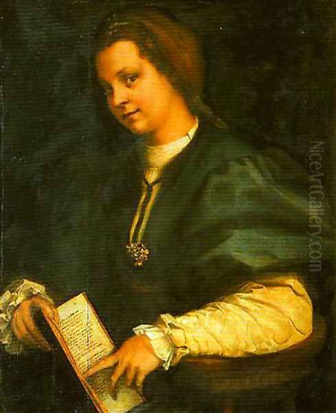 Portrait of a Girl (Lady with a Book of Petrarch) Oil Painting by Andrea Del Sarto