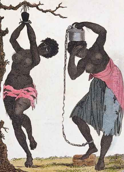 Punishment of two black female slaves, 1811 Oil Painting by John Gabriel Stedman