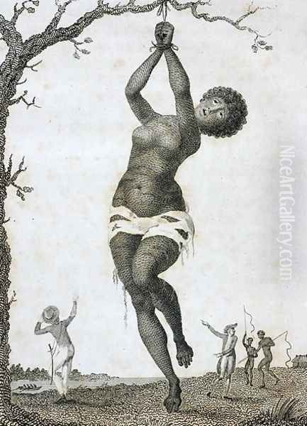 Flagellation of a Female Samboe Slave, from a Narrative of a Five Years Expedition against the Revolted Negroes of Surinam..., 1796 Oil Painting by John Gabriel Stedman