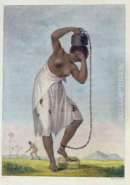 A Female Negro Slave with a Weight Chained to her Ankle, from Narrative of a Five Years Expedition Against the Revolted Negroes of Surinam 1772-77, 1796 Oil Painting by John Gabriel Stedman