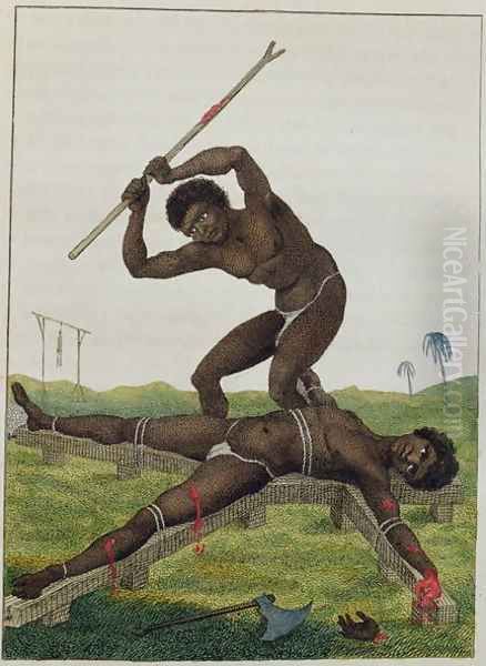 The Execution of Breaking on the Rack, 1793, from Narrative of a Five Years Expedition against the Revolted Negroes of Surinam 1772-77, published 1813 Oil Painting by John Gabriel Stedman