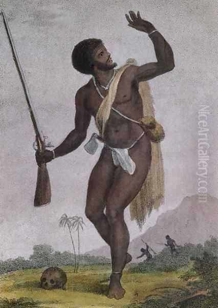 Rebel Slave Armed and on his Guard, from Narrative of a Five Years Expedition against the Revolted Negroes of Surinam 1772-77, engraved by Bartolozzi, published 1794 Oil Painting by John Gabriel Stedman