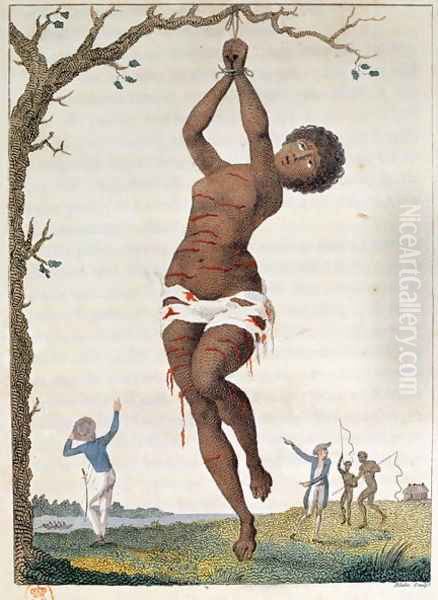 Flagellation of a Female Samboe Slave, 1793, plate 36 from Narrative of a Five Years Expedition against the Revolted Negroes of Surinam, engraved by William Blake 1757-1827, pub. 1796 by John Gabriel Stedman