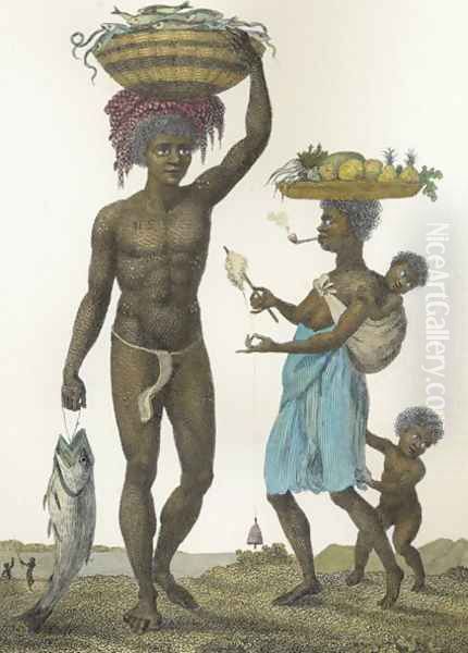 Family of Negro Slaves from Loango, 1792, plate 69 from Narrative of a Five Years Expedition against the Revolted Negroes of Surinam, engraved by William Blake 1757-1827 pub. 1806 2 Oil Painting by John Gabriel Stedman