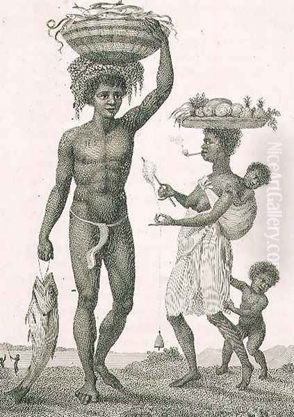 Family of Negro Slaves from Loango, 1792, plate 69 from Narrative of a Five Years Expedition against the Revolted Negroes of Surinam, engraved by William Blake 1757-1827 pub. 1806 Oil Painting by John Gabriel Stedman