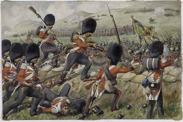 Detail of the Scots Fusilier Guards now Scots Guards at the Battle of the Alma, Crimean War, 20 September 1854 Oil Painting by Richard Simkin