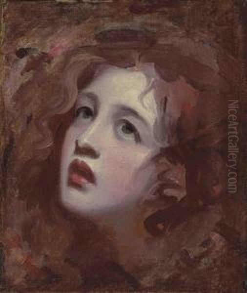 Head Study Of Emma, Lady Hamilton, As Miranda Oil Painting by George Romney