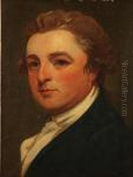 Bust Portrait Of A Gentleman - Possibly A Mr. Tomsall Oil Painting by George Romney