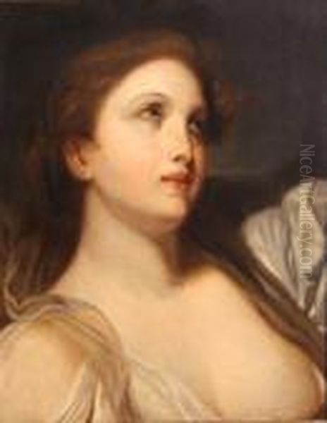 A Bacchante Oil Painting by George Romney