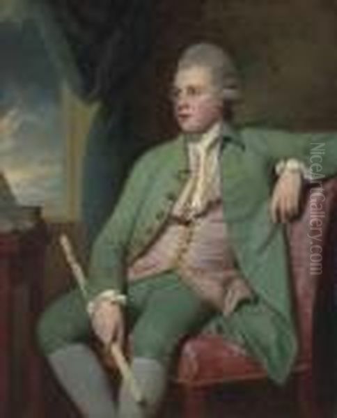 Portrait Of Francis Lind, Three-quarter-length, In A Green Coat Andbreeches Oil Painting by George Romney