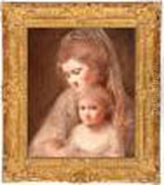 Portrait Of Mrs. Beaumont And Child Oil Painting by George Romney