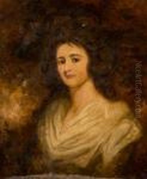 Bust Length Portrait Of A Young Girl Oil Painting by George Romney