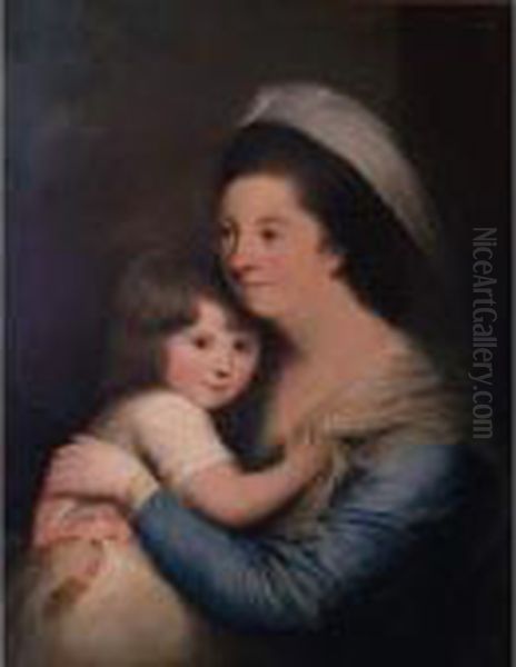 Mother And Daughter Oil Painting by George Romney