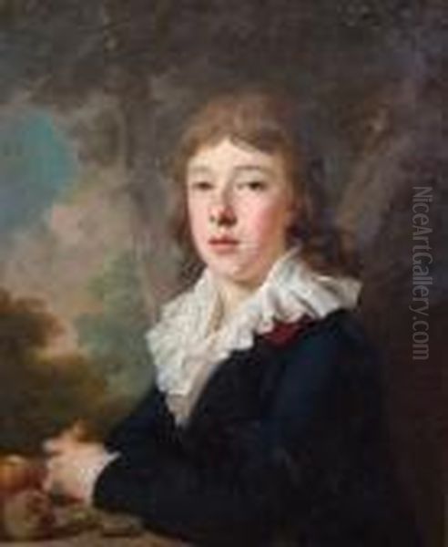 Portrait Of A Boy With Pears Oil Painting by George Romney