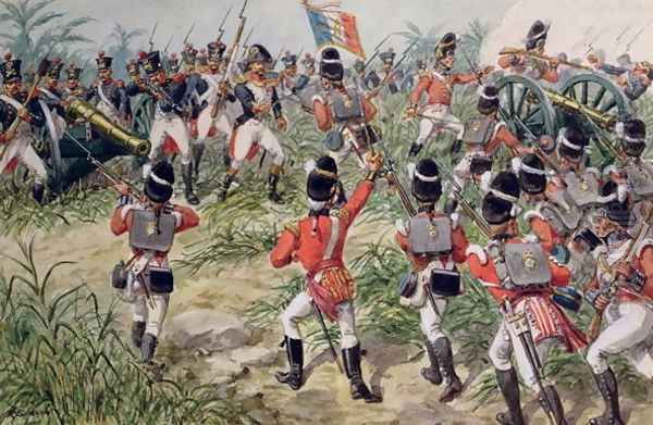 The Charge of the 7th Foot Royal Fusiliers, Martinique, 1st February, 1809 Oil Painting by Richard Simkin