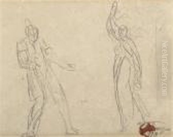 A Sketch Of Two Figures Oil Painting by George Romney