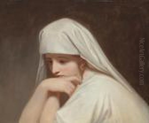 Portrait Of Emma, Lady Hamilton, As 'contemplation' Oil Painting by George Romney