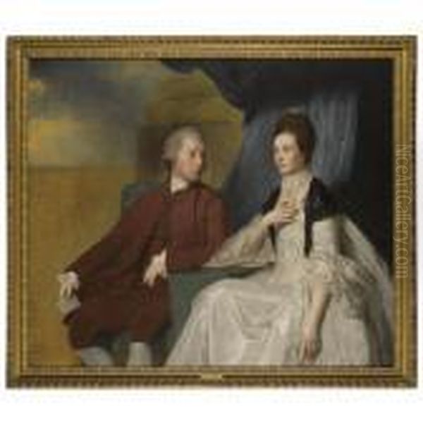 Portrait Of Sir John Chetwode And Lady Chetwode Oil Painting by George Romney