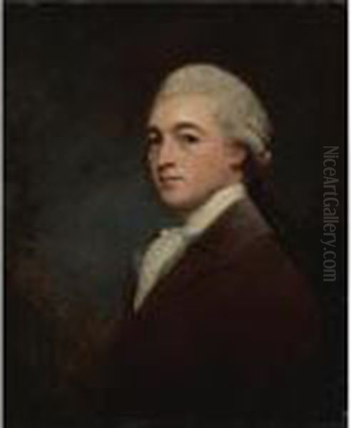 Portrait Of A Young Man, Said To Be Sir Nathaniel Dance-holland, Ra Oil Painting by George Romney