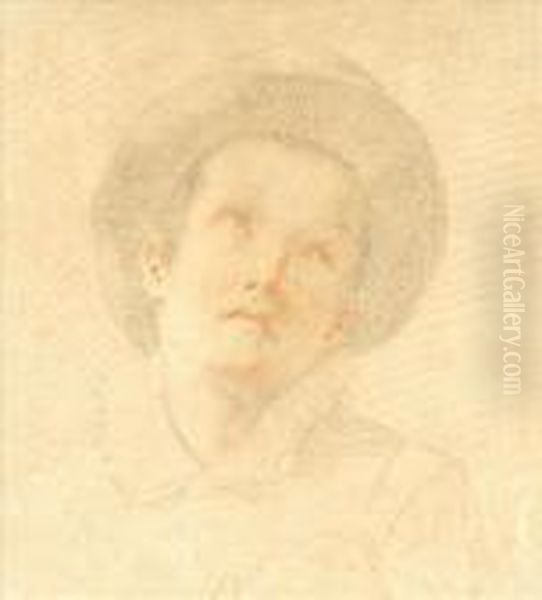 Study Ofa Young Boy, Head And Shoulders Oil Painting by George Romney