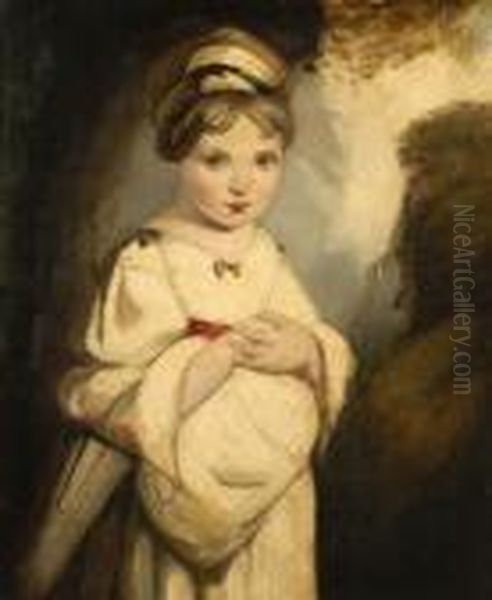 Study Ofa Young Girl In A Landscape Oil Painting by George Romney