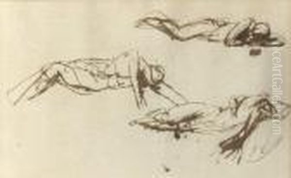 Studies Of Thelassie, The French Dancer, Reclining Oil Painting by George Romney