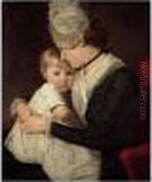 Portrait Of Mrs Anne Carwardine (1752-1817) And Her Eldest Son, Thomas (1772-1822) Oil Painting by George Romney