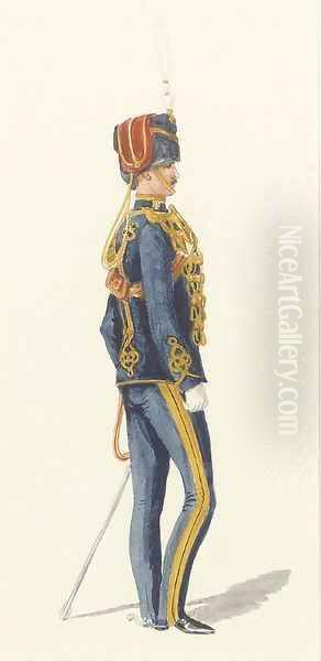 An officer of the 7th Hussars Oil Painting by Richard Simkin