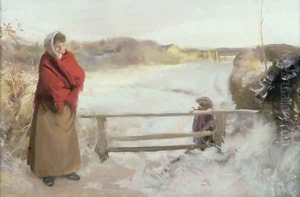 Snow Scene Oil Painting by Charles Sims