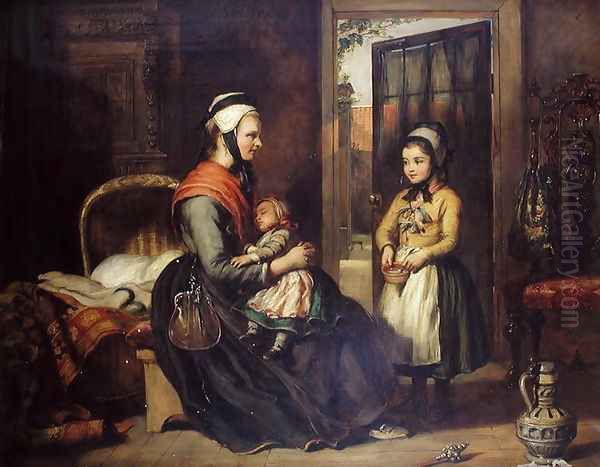 A Dutch Family Oil Painting by Charles Sims