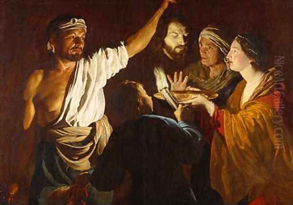 1640 before Salome receiving the Head of John the Baptist Oil Painting by Matthias Stomer