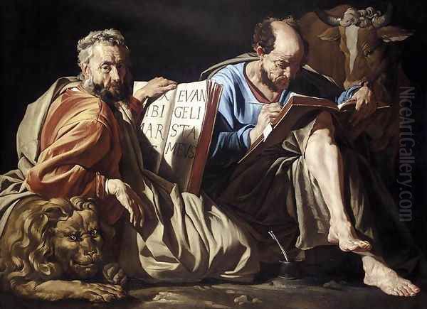 The Evangelists St Mark and St Luke c. 1635 Oil Painting by Matthias Stomer