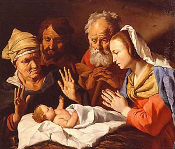 Adoration of the Christ Child 1630ca Oil Painting by Matthias Stomer