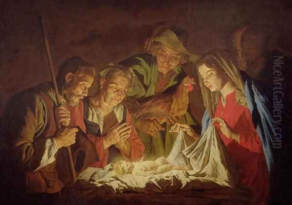 Adoration of the Shepherds Oil Painting by Matthias Stomer