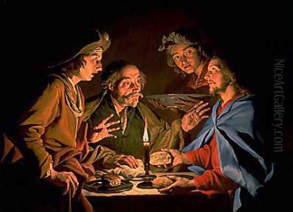 The Supper at Emmaus 1633-1639 Oil Painting by Matthias Stomer