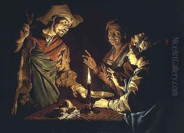 Esau and Jacob, 1640s Oil Painting by Matthias Stomer