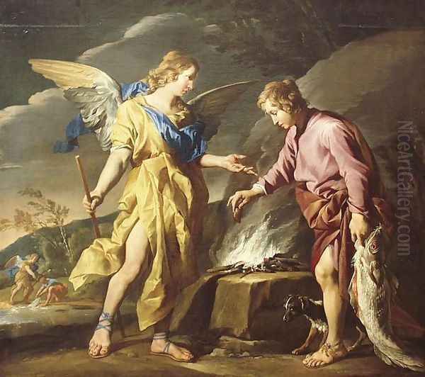 Tobias and the angel 1630-1632 Oil Painting by Matthias Stomer