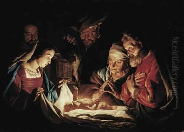 The Adoration of the Shepherds c 1640 1650 Oil Painting by Matthias Stomer