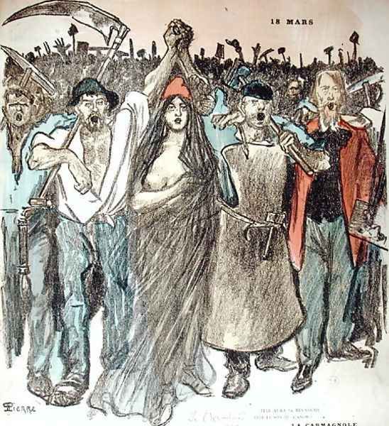 La Carmagnole, patriotic song of the French Revolution, from Le Chambard Socialiste, 1894 Oil Painting by Theophile Alexandre Steinlen