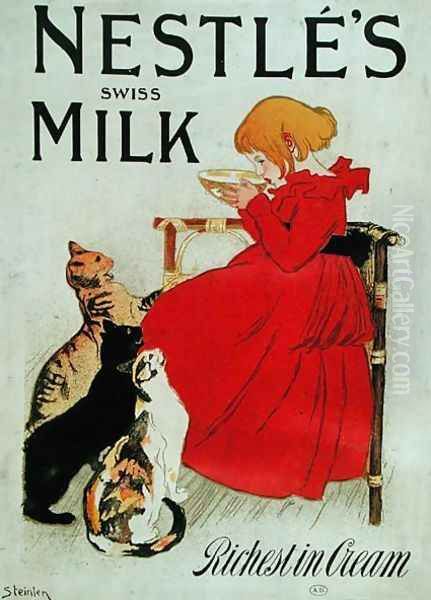 Poster Advertising Nestles Swiss Milk, late 19th century Oil Painting by Theophile Alexandre Steinlen