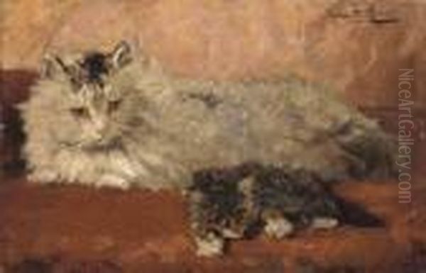 Mother Is Watching You Oil Painting by Henriette Ronner-Knip