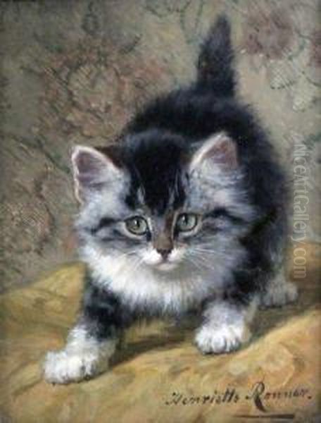 Portrait Of A Kitten Oil Painting by Henriette Ronner-Knip