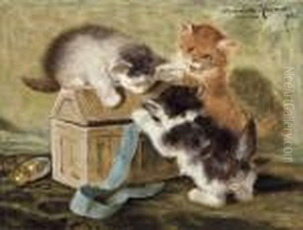 Trois Chatons Oil Painting by Henriette Ronner-Knip