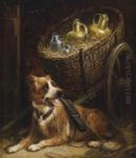 Short Rest Oil Painting by Henriette Ronner-Knip