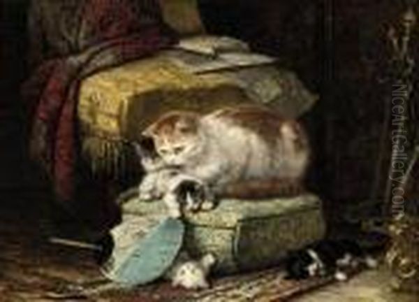 Hide And Seek Oil Painting by Henriette Ronner-Knip